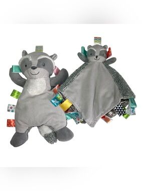 Lot - Taggies Raccoon Stuffed Plush + Lovey Security Blanket Gray Mary Meyer.